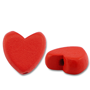 Houten kralen hart Red