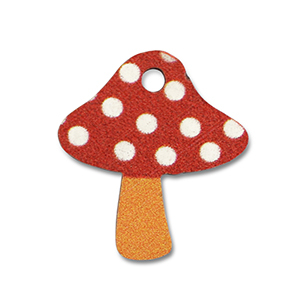 Houten bedels paddenstoel Red-white-orange