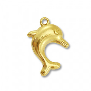 Roestvrij stalen (RVS) Stainless steel bedels dolfijn Gold