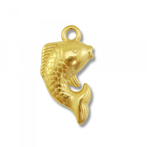 Roestvrij stalen (RVS) Stainless steel bedels vis Gold
