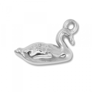 Roestvrij stalen (RVS) Stainless steel bedels zwaan Silver