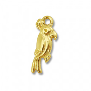Roestvrij stalen (RVS) Stainless steel bedels papegaai Gold