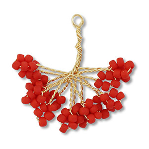 Hangers van glaskralen bloem Gold-red