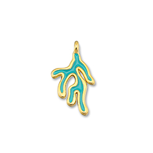 Bedels DQ metaal koraal Turquoise blue-Goud (nikkelvrij)