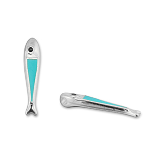 Bedels DQ metaal vis Turquoise blue-Antiek zilver (nikkelvrij)