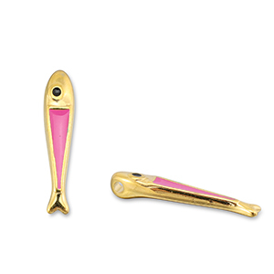 Bedels DQ metaal vis Magenta pink-Goud (nikkelvrij)