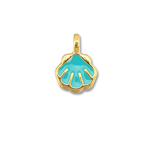 Bedels DQ metaal schelp Turquoise blue-Goud (nikkelvrij)