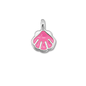 Bedels DQ metaal schelp Magenta pink-Antiek zilver (nikkelvrij)