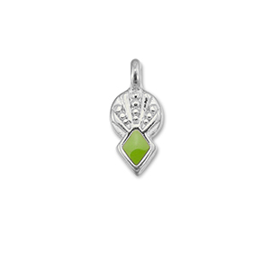 Bedels DQ metaal ruit Light green-Antiek zilver (nikkelvrij)