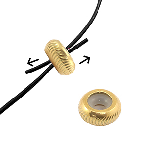 Roestvrij stalen (RVS) Stainless steel onderdelen smart bead stopper met motief 7mm Gold