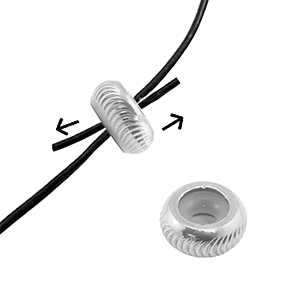 Roestvrij stalen (RVS) Stainless steel onderdelen smart bead stopper met motief 6mm Silver