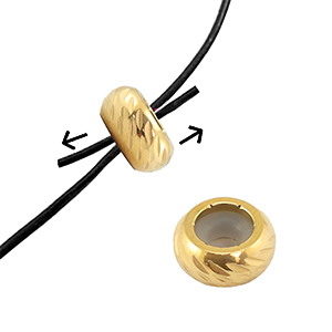 Roestvrij stalen (RVS) Stainless steel onderdelen smart bead stopper met motief 6mm  Gold
