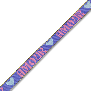 BY31&reg; Lint met tekst "Amour" Lavender blue-pink-light blue-gold