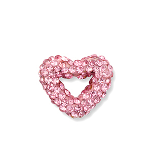 Acryl kralen met strass hart Light pink