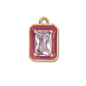 Brass TQ metaal bedels rechthoek Gold-purple