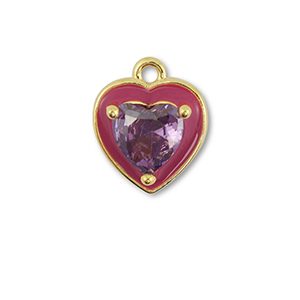 Brass TQ metaal bedels hart Gold-purple