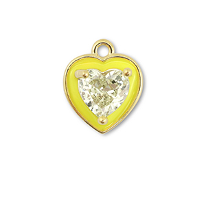 Brass TQ metaal bedels hart Gold-neon yellow-light yellow