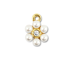 Brass TQ metaal bedels bloem met parels Gold-white