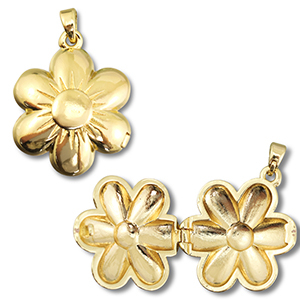 Eco-brass&reg; metaal medaillon bedels bloem Gold