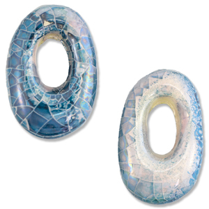 DQ Grieks keramiek kralen ovaal mosaic Brisk blue-off white-lila