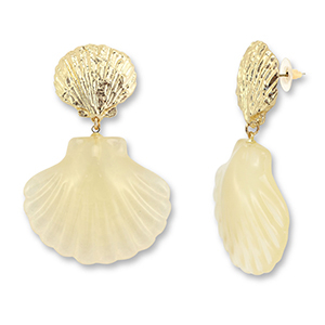 Trendy oorbellen schelp Light champange-gold