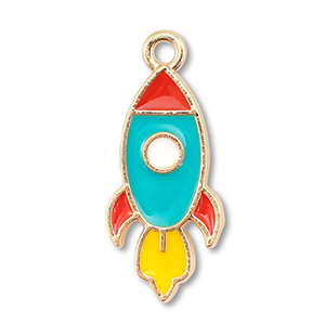 Bedels metaal enamel raket Gold-multicolour