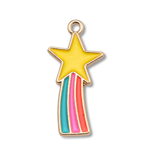 Bedels metaal enamel ster Gold-multicolour