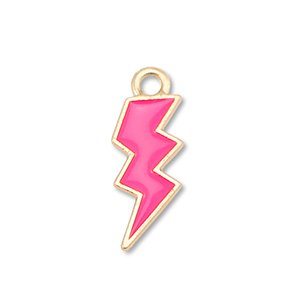 Bedels metaal enamel bliksem Gold-fuchsia pink