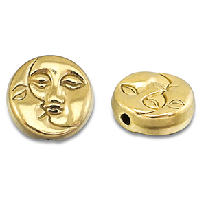Roestvrij stalen (RVS) Stainless steel kralen maan & zon Gold