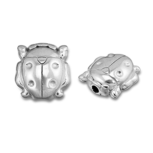 Roestvrij stalen (RVS) Stainless steel kralen lieveheersbeestje Silver