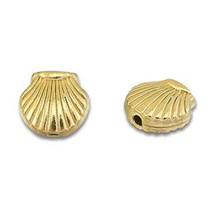 Roestvrij stalen (RVS) Stainless steel kralen schelp Gold