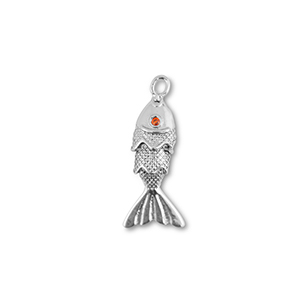 Brass TQ metaal bedels vis Silver-orange