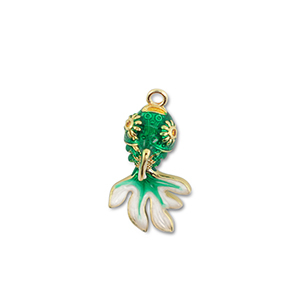 Eco-brass&reg; metaal bedels vis Gold-green-white