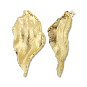 Statement oorbellen blad Gold