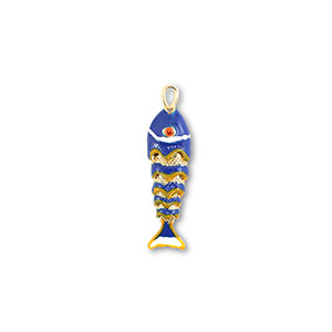 Brass TQ metaal bedels vis Gold-blue-yellow-white