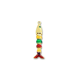 Eco-brass&reg; metaal bedels vis Gold-multicolour