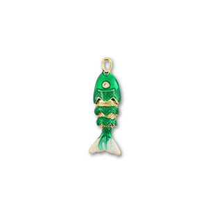 Eco-brass&reg; metaal bedels vis Gold-green-white