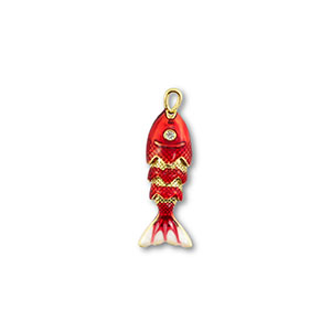 Eco-brass&reg; metaal bedels vis Gold-red-white