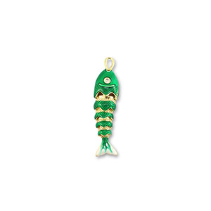 Eco-brass&reg; metaal bedels vis Gold-green-white