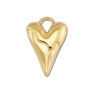 Roestvrij stalen (RVS) Stainless steel bedels hart Gold