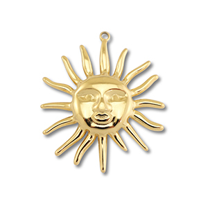 Roestvrij stalen (RVS) Stainless steel bedels zon Gold