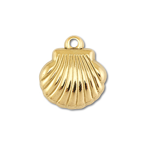Roestvrij stalen (RVS) Stainless steel bedels schelp Gold