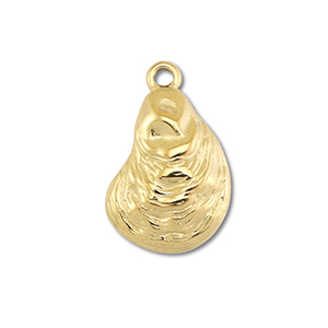 Roestvrij stalen (RVS) Stainless steel bedels schelp Gold
