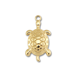 Roestvrij stalen (RVS) Stainless steel bedels schildpad Gold