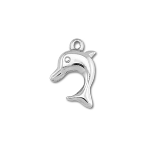Roestvrij stalen (RVS) Stainless steel bedels dolfijn Silver