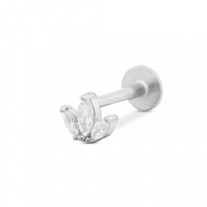 Roestvrij stalen (RVS) Stainless steel oorpiercing blad Silver