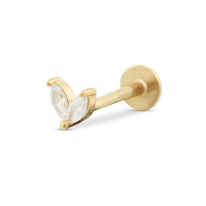 Roestvrij stalen (RVS) Stainless steel oorpiercing blad Gold