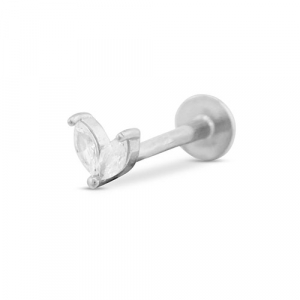 Roestvrij stalen (RVS) Stainless steel oorpiercing blad Silver