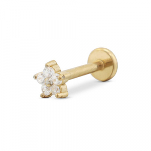 Roestvrij stalen (RVS) Stainless steel oorpiercing bloem Gold