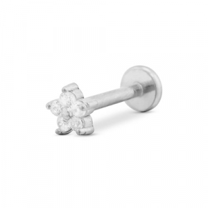 Roestvrij stalen (RVS) Stainless steel oorpiercing bloem Silver